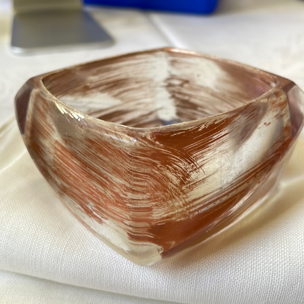 Large Lucite Wide Square Bangle Bracelet Clear Wi… - image 7